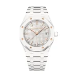 Audemars Piguet 77350CB.OO.1266CB.01 Royal Oak Silver-Toned Gold Dial White Ceramic Bracelet