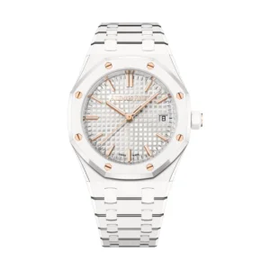 Audemars Piguet 77350CB.OO.1266CB.01 Royal Oak Silver-Toned Gold Dial White Ceramic Bracelet